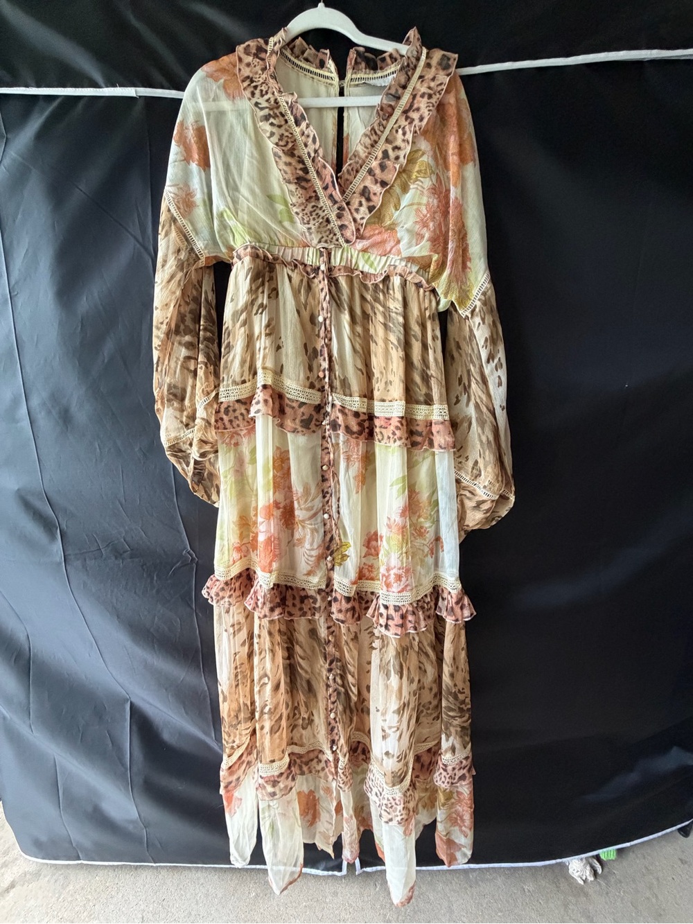 ASOS Design Maternity Floral Leopard Print Tiered Maxi Dress Size 4